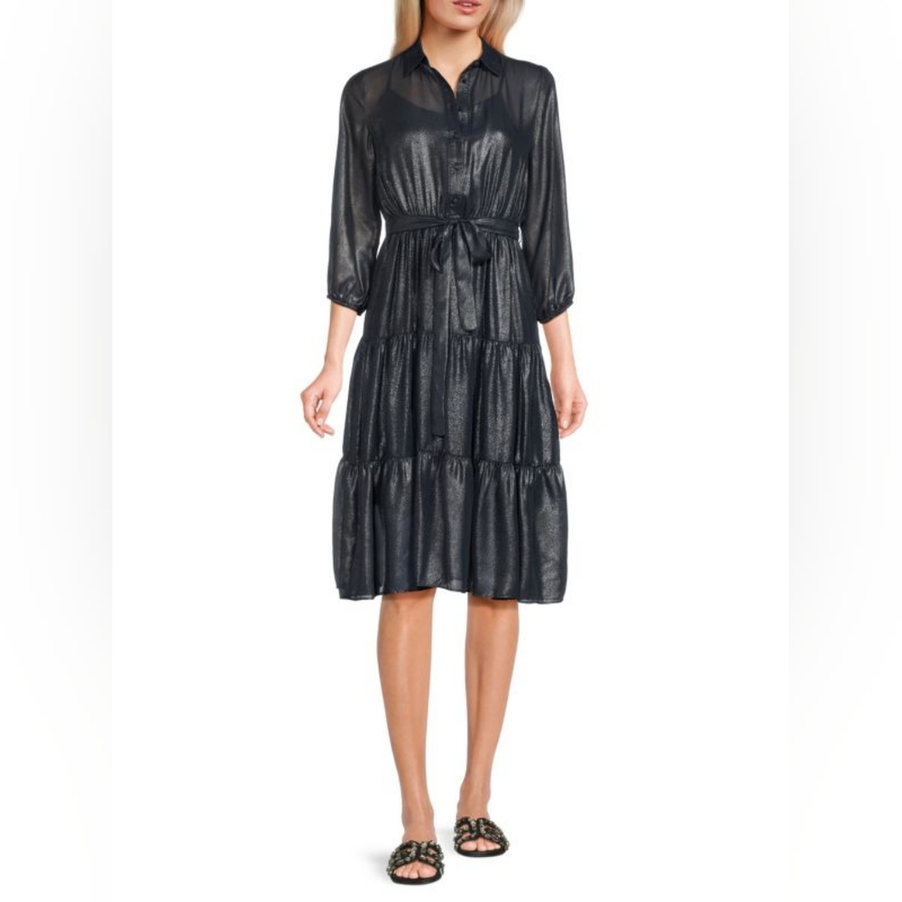 🆕 Nanette Lepore Sheer Metallic Dress (8) - Picture 3 of 16